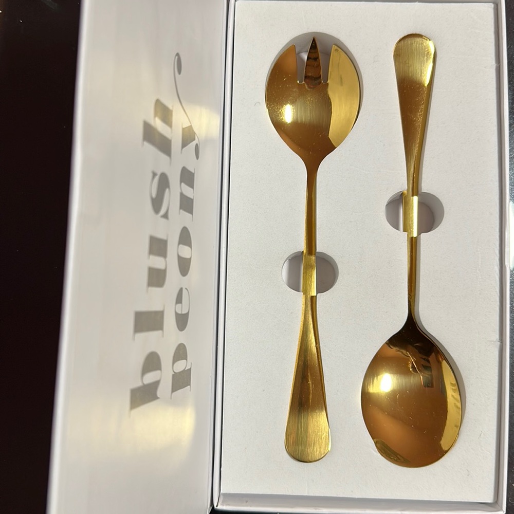 Blush Peony Gold Plated Stainless Steel Serving Set